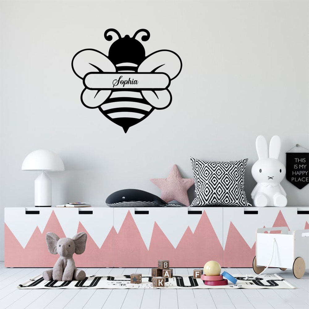 Home Decor Wall Tiles - 1PC Fashion Bee Personalized Name Wall