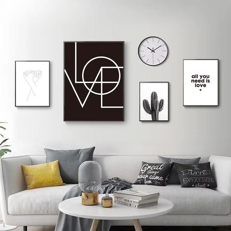 Home Decor Lovely Home - 1pc frameless canvas Minimalist Black-and-White Love