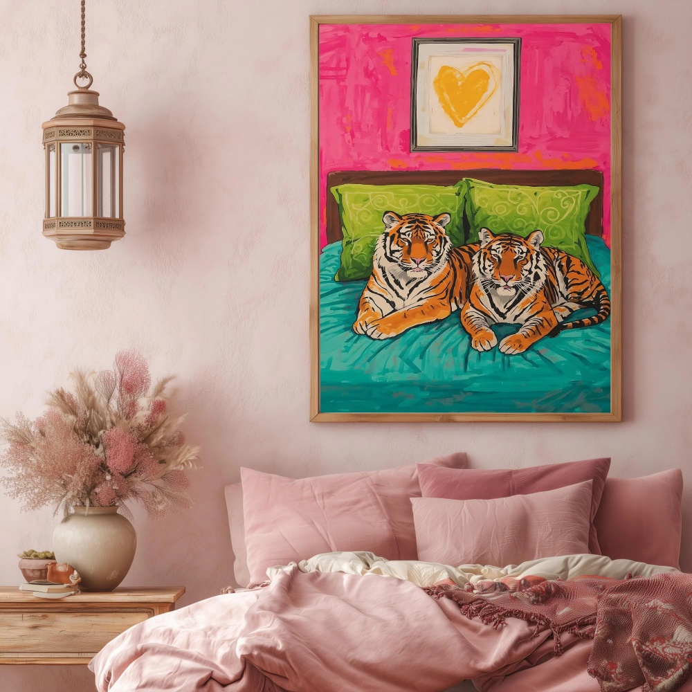 Couple Tiger Canvas Wall Art P - đánh giá và giá Home Decor Lovely Home