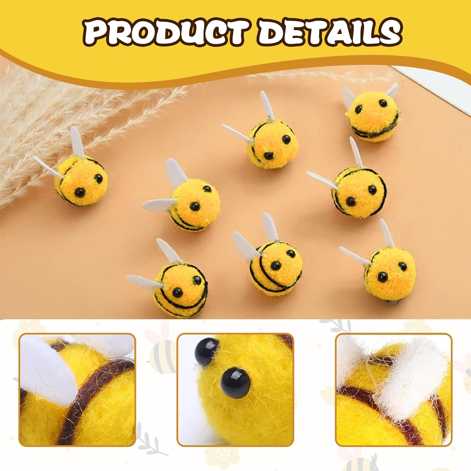 20Pcs Bee Pompom Hair Ball Pol - đánh giá và giá Home Decor Ikea