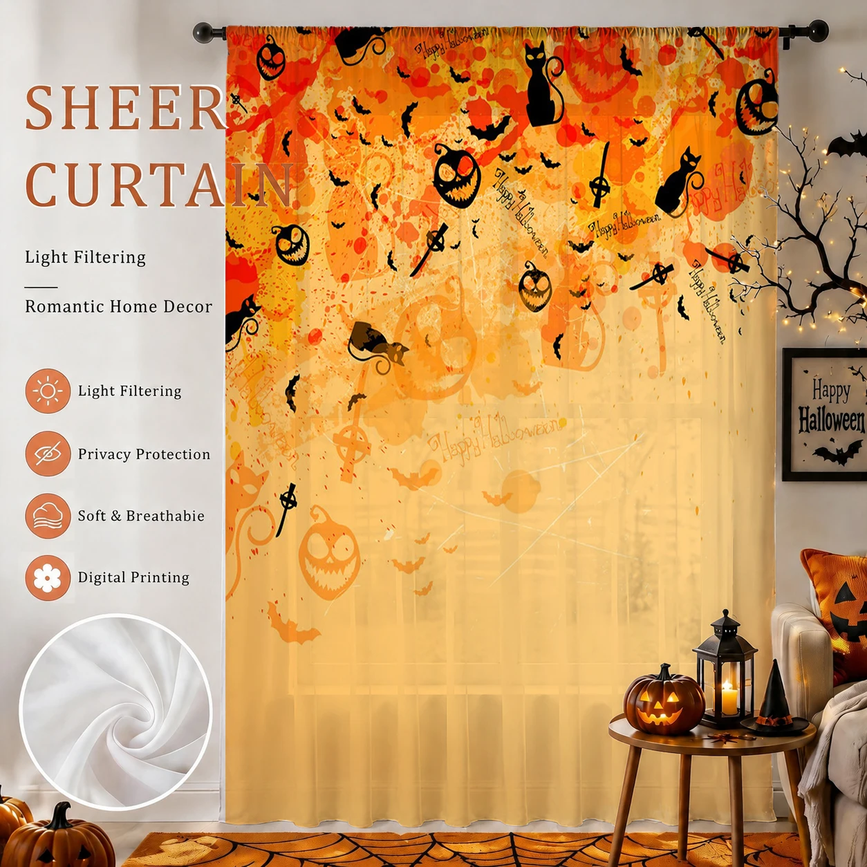 1Pc Spooky Halloween Sheer Cur - đánh giá và giá Home Decor Youtube