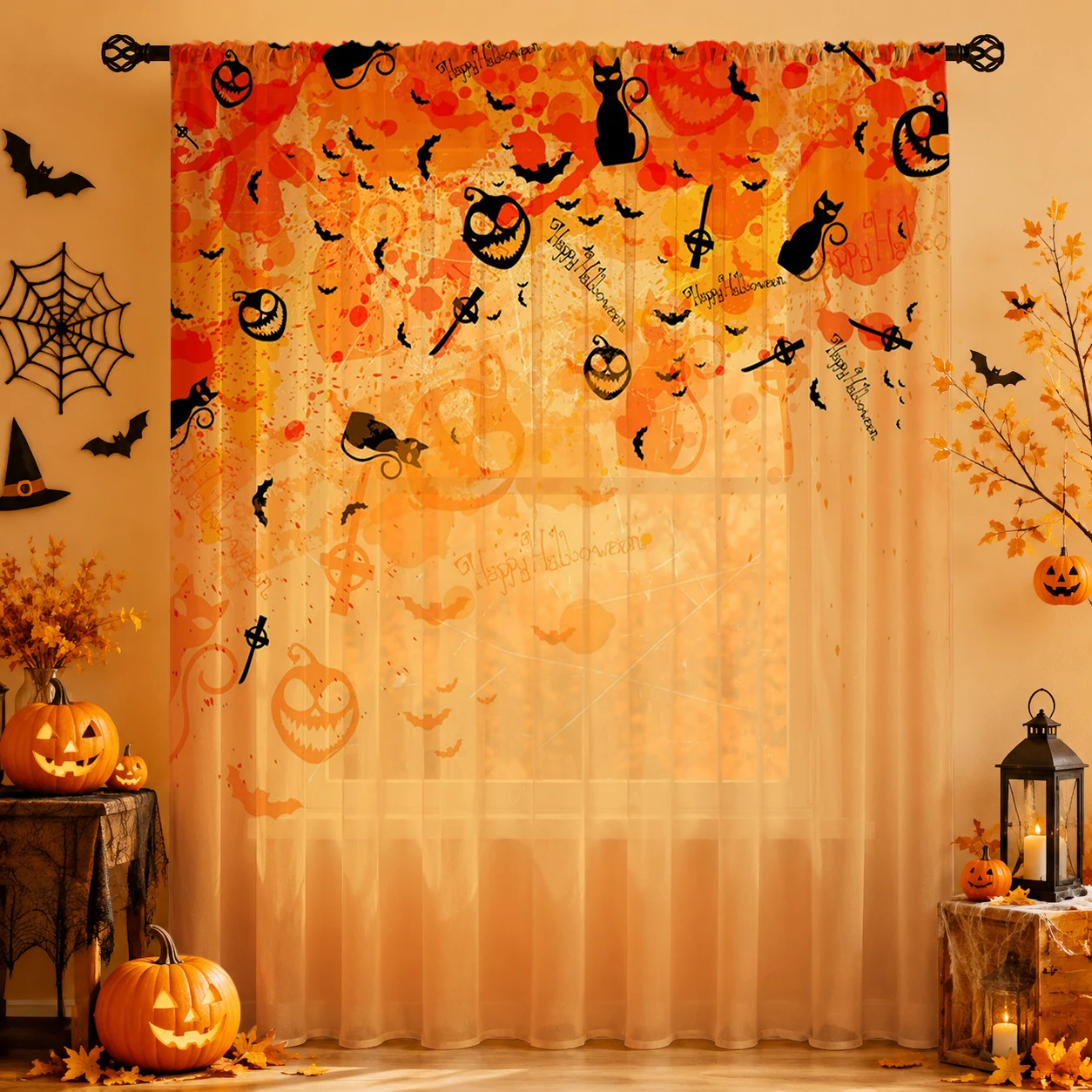 1Pc Spooky Halloween Sheer Cur - đánh giá và giá Home Decor Youtube