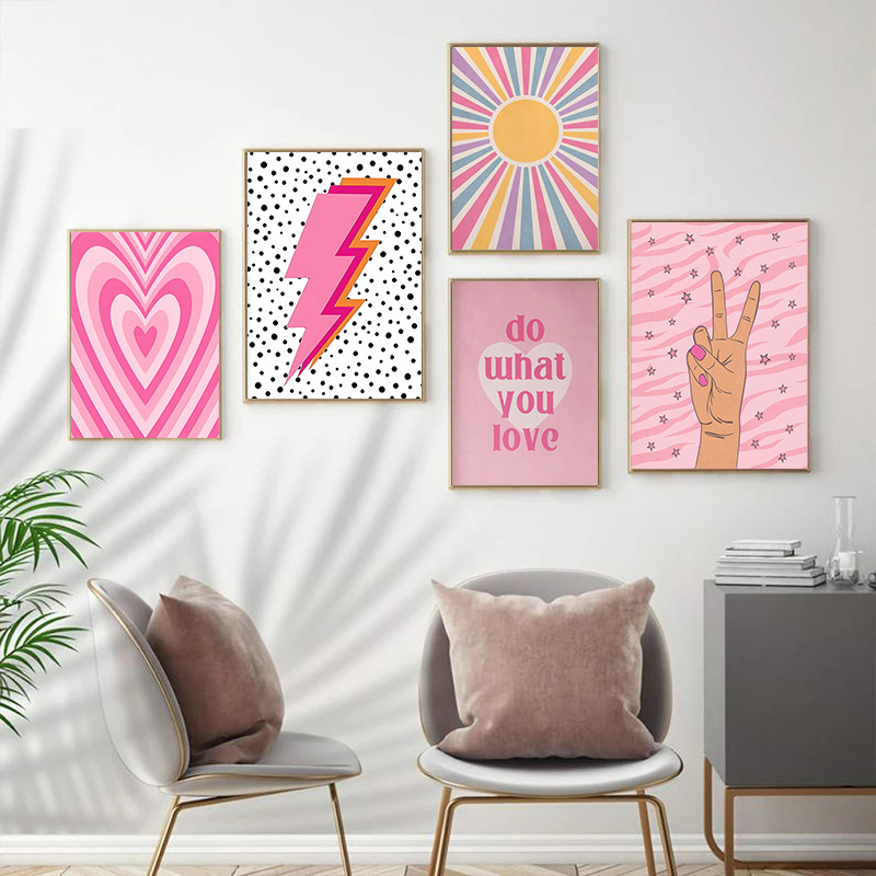 Abstract Pink Lightning Gradie - đánh giá và giá Home Decor Lovely Home