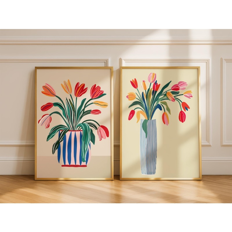 2pcs Tulip Flowers Canvas Wall - đánh giá và giá Home Decor Youtube