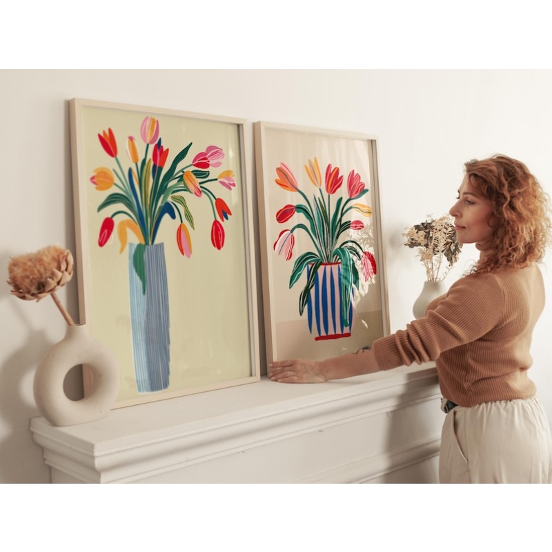 2pcs Tulip Flowers Canvas Wall - đánh giá và giá Home Decor Youtube
